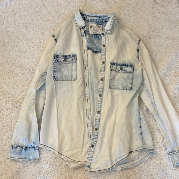 Garage Blue Denim Button-Down Shirt - Picture 1 of 4